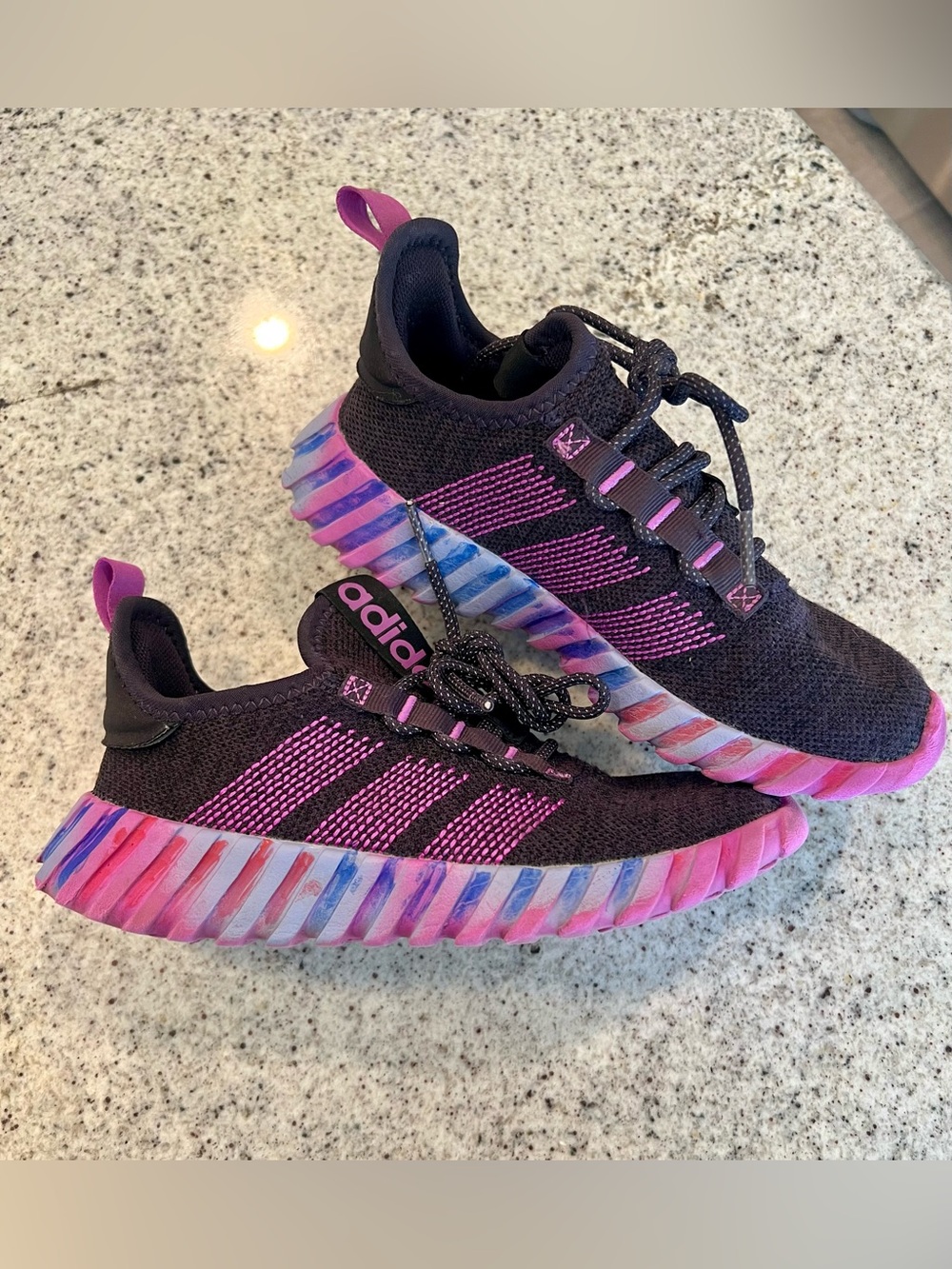 Girls Adidas shoes black and purple size 2.5